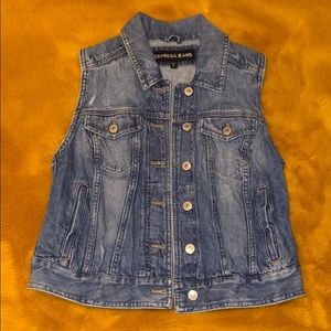 Express Slightly Destructed Denim Vest SZ S